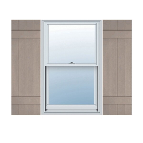 Ekena Millwork Lifetime Vinyl, 4 Board Joined (2 Batten), Board-n-Batten Shutters, w/Shutter Loks, LJ4C14X04400CL, PR LJ4C14X04400CL - main